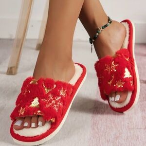 Plush Christmas Tree Slippers